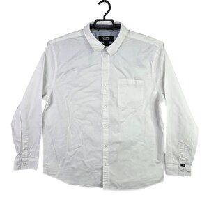 Mens Cody James White Shirt Button Up Long Sleeve Cotton Twill Stretch Size L